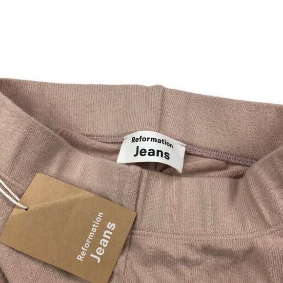 Reformation Cirrus Crop Straight Leg Knit Pants Soft Pink Lounge Cozy NEW $98 - Picture 5 of 5